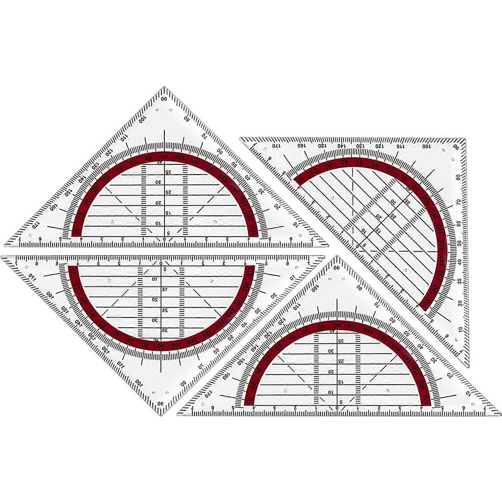Clear Set Square 180 Degrees Protractors Geometry Drafting Angles Measuring Tool for Architectural Drawing Math Drafting  M D