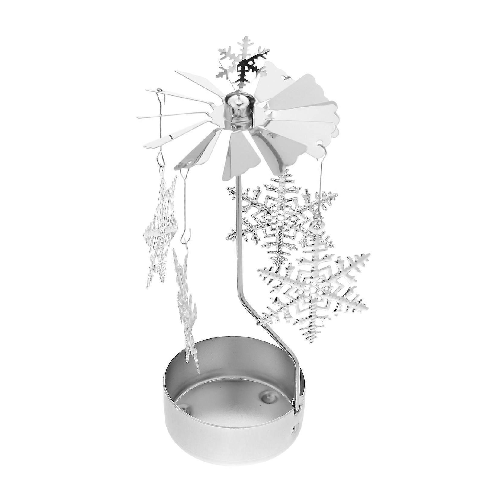 Snowflake Rotating Tealight Holder Metal Candle Holder for
