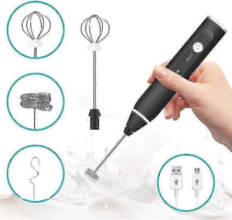 Electric Milk Frother, Dallfoll USB Rechargeable Handheld Milk Frothers, Three Speed ​​Adjustable Multi-Blender for Foam Coffees Cream Latte Cappuccin