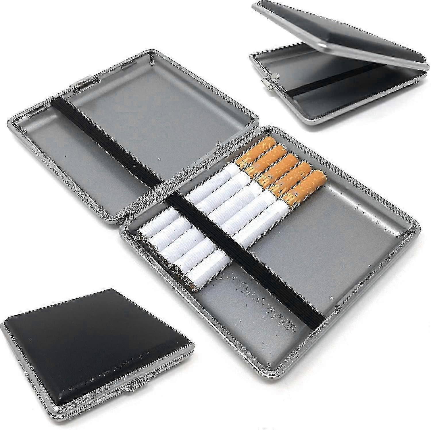 Compact Leather Cigarette Case For 20 Filter Cigarettes Black