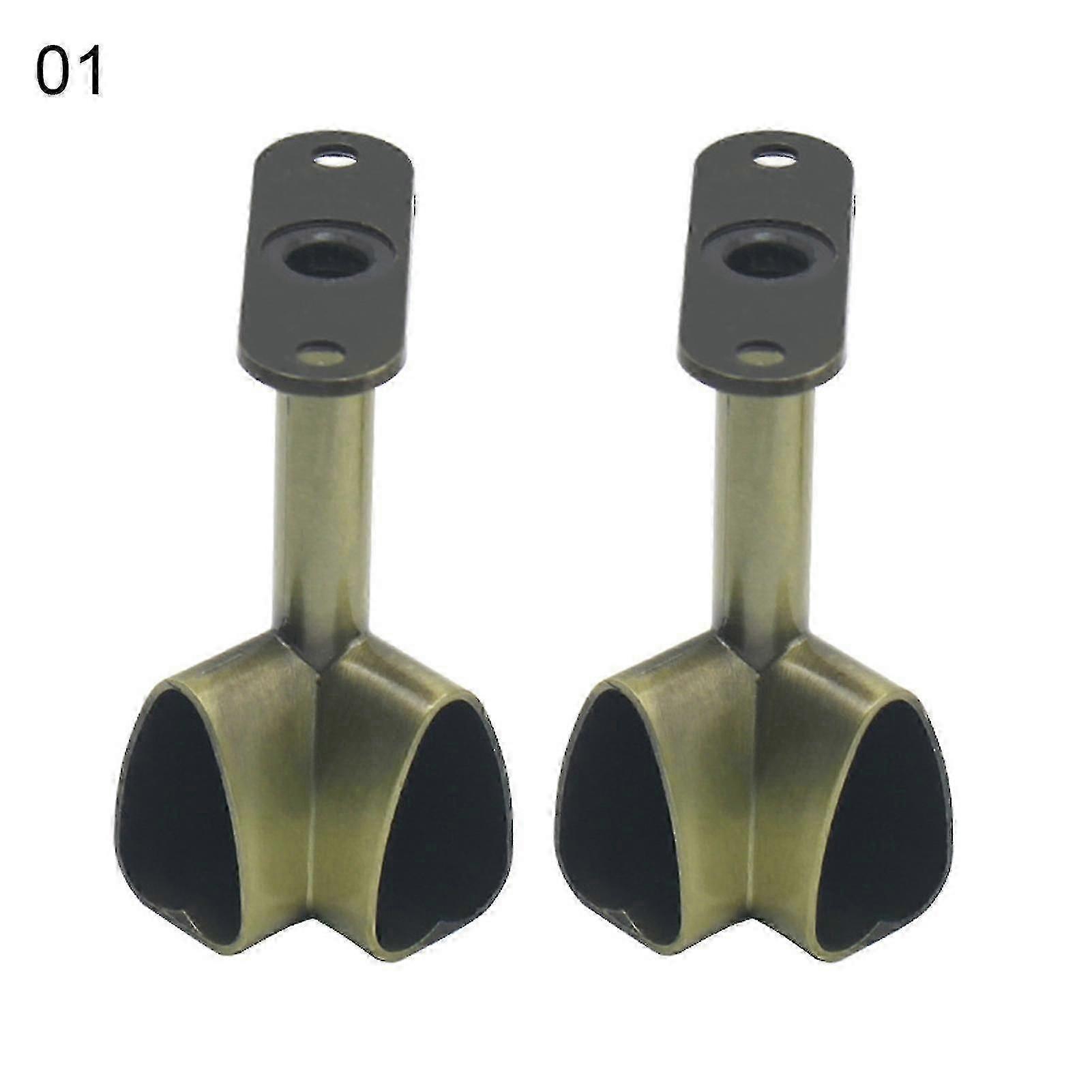 2pcs Alloy Ceiling Mounted Bracket Corner Wardrobe Rod Clothes Rail Lever Holder
