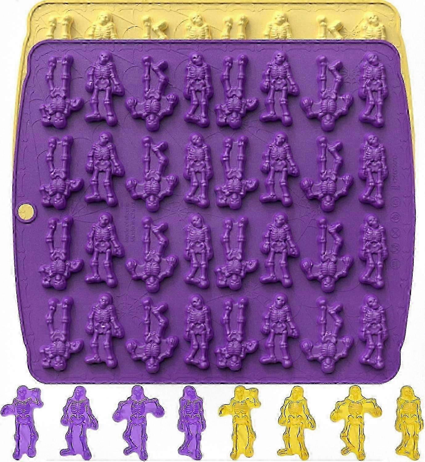 قوالب صمغ سيليكون تحت عنوان الهالوين ، قوالب صغيرة لصنع الشوكولاتة ، والعلكة ، والبسكويت ، ومكعبات الثلج ، وحلوى الهلام (مجموعة الهالوين أ)