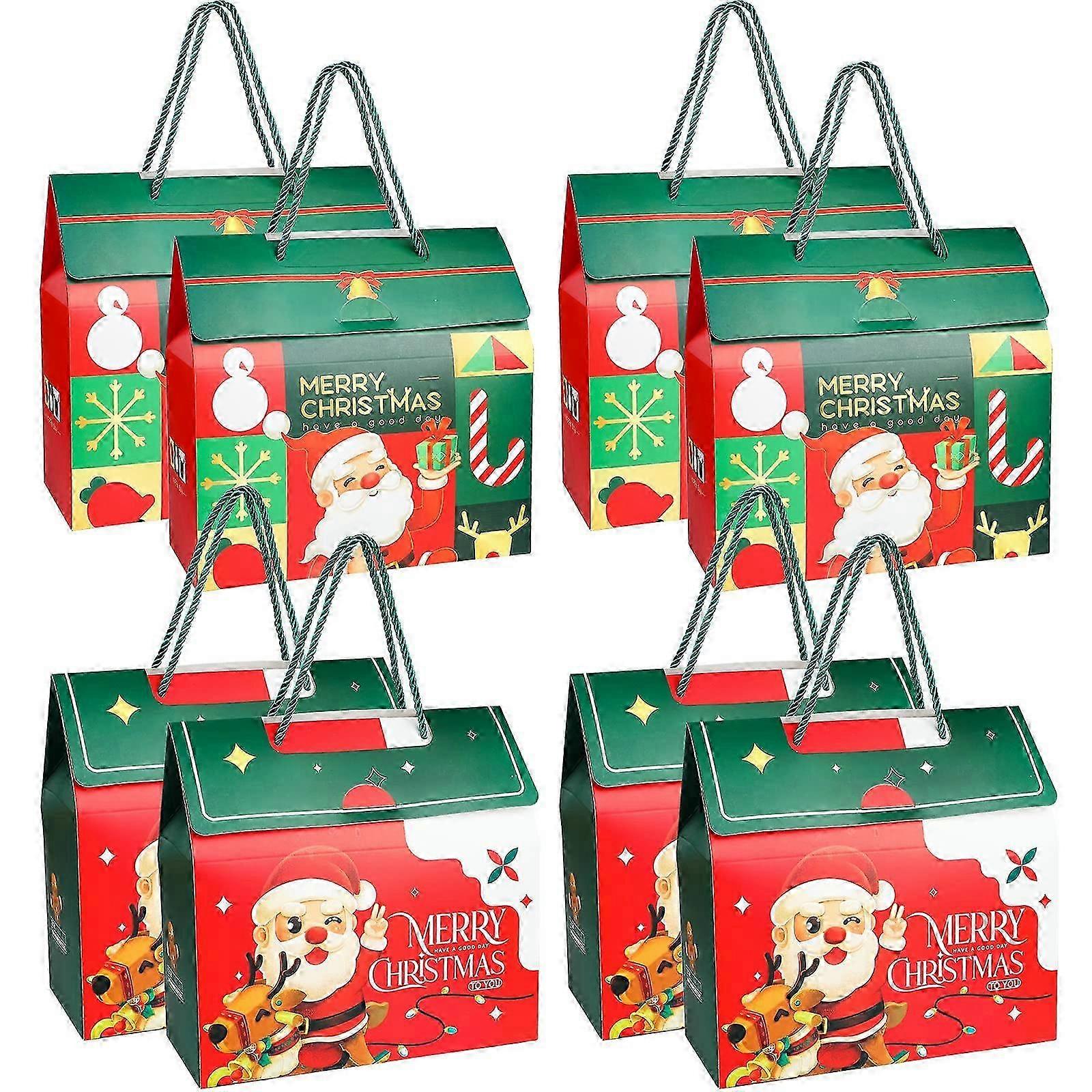 Christmas cookie gift bags with handle, 8 pack patterned boxes