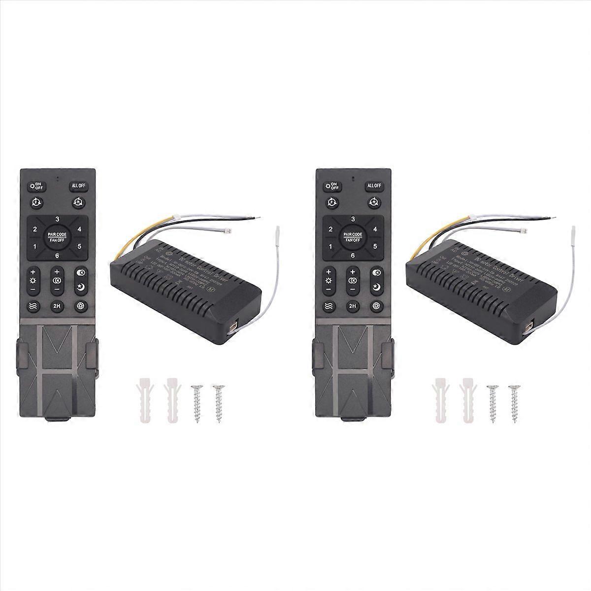 2X Ceiling Fan Remote Control Kit with 6 Speed Settings, Replacement Ceiling Fan Remote, Dimming Con