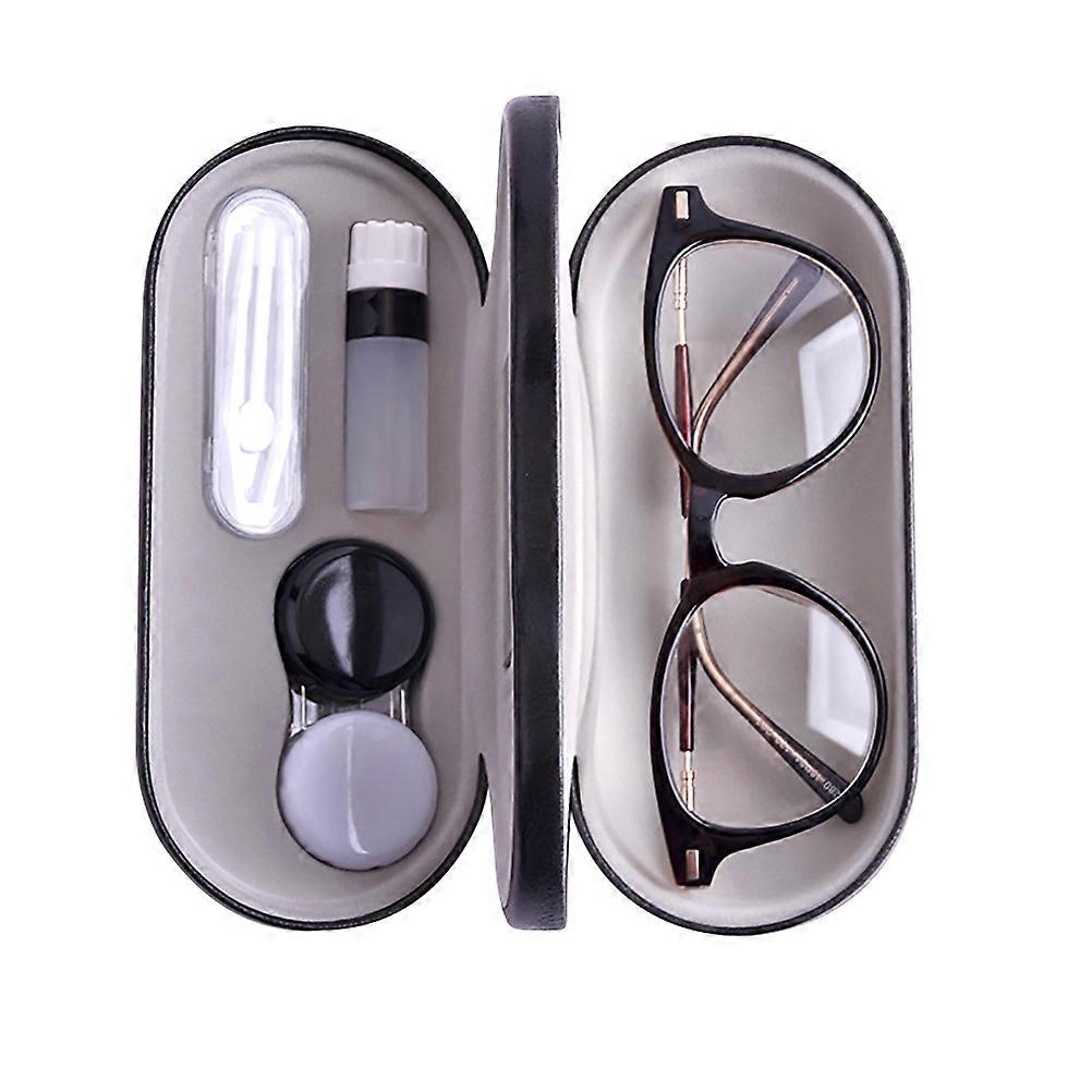 Dual Glasses Case Glasses Container Holder Contact lenses Cases Built in Mirror