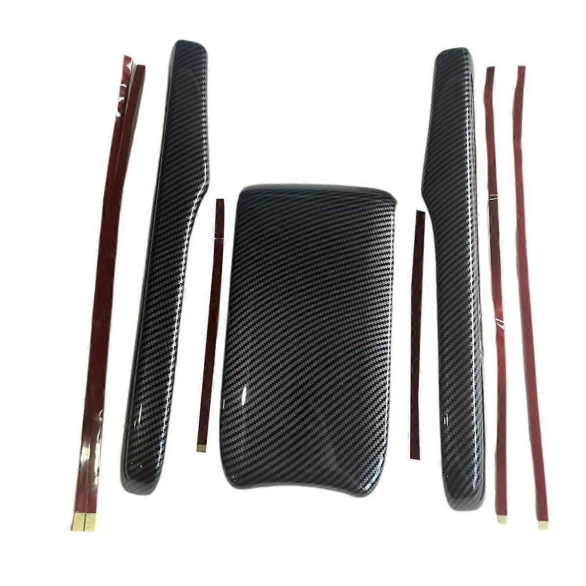 3Pcs/Set Center Console Armrest Box Cover Storage Box Trim for 2016-2021 Arm Rest Pad Lid Carbon Fib