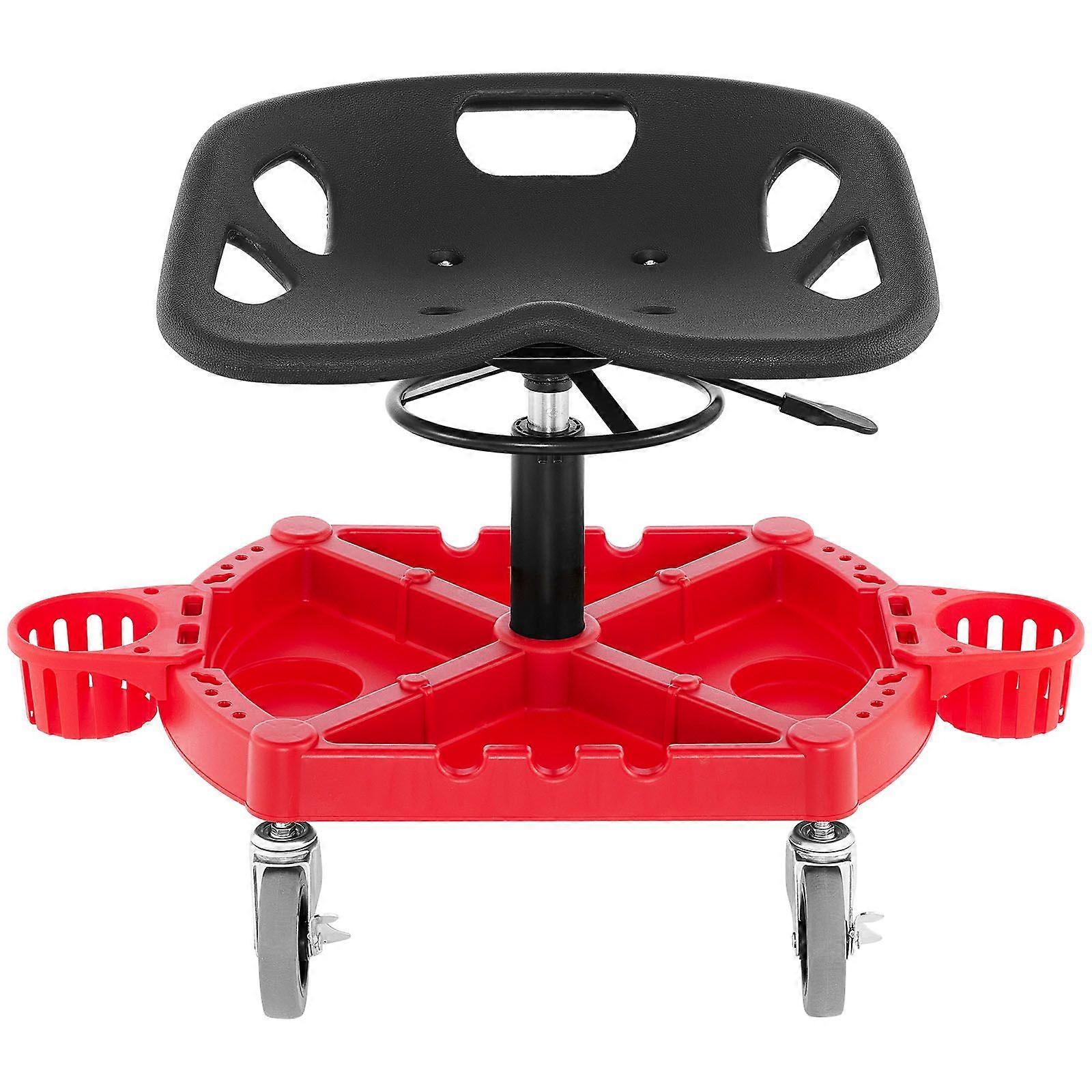 Rolling Garage Stool, 300LBS Capacity, Adjustable Height from 18 in to 23 in, Large Tool Tray with Two Bottle Holder