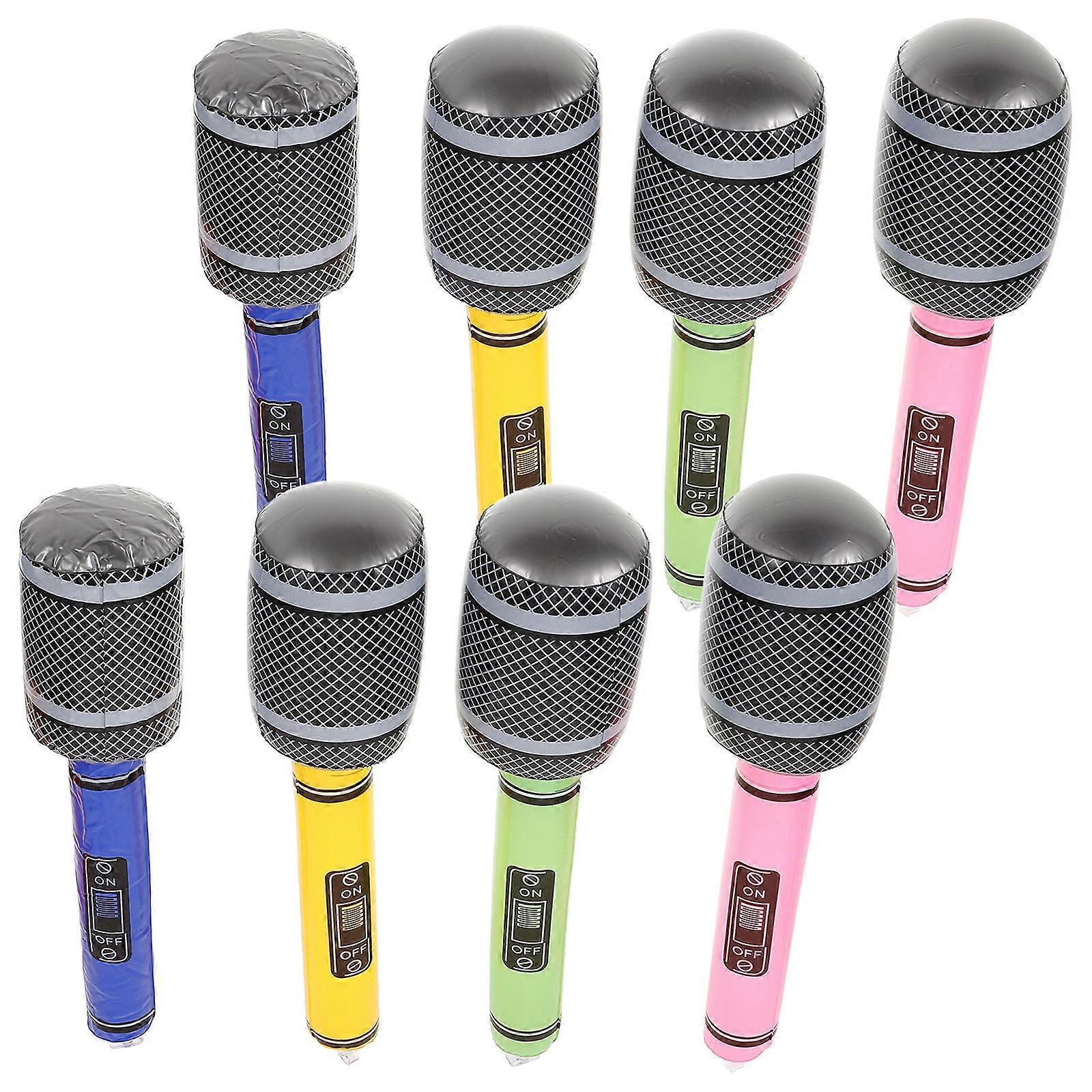 Inflatable Microphone for Speaking Use 8Pcs Set Colorful Blow Up Props