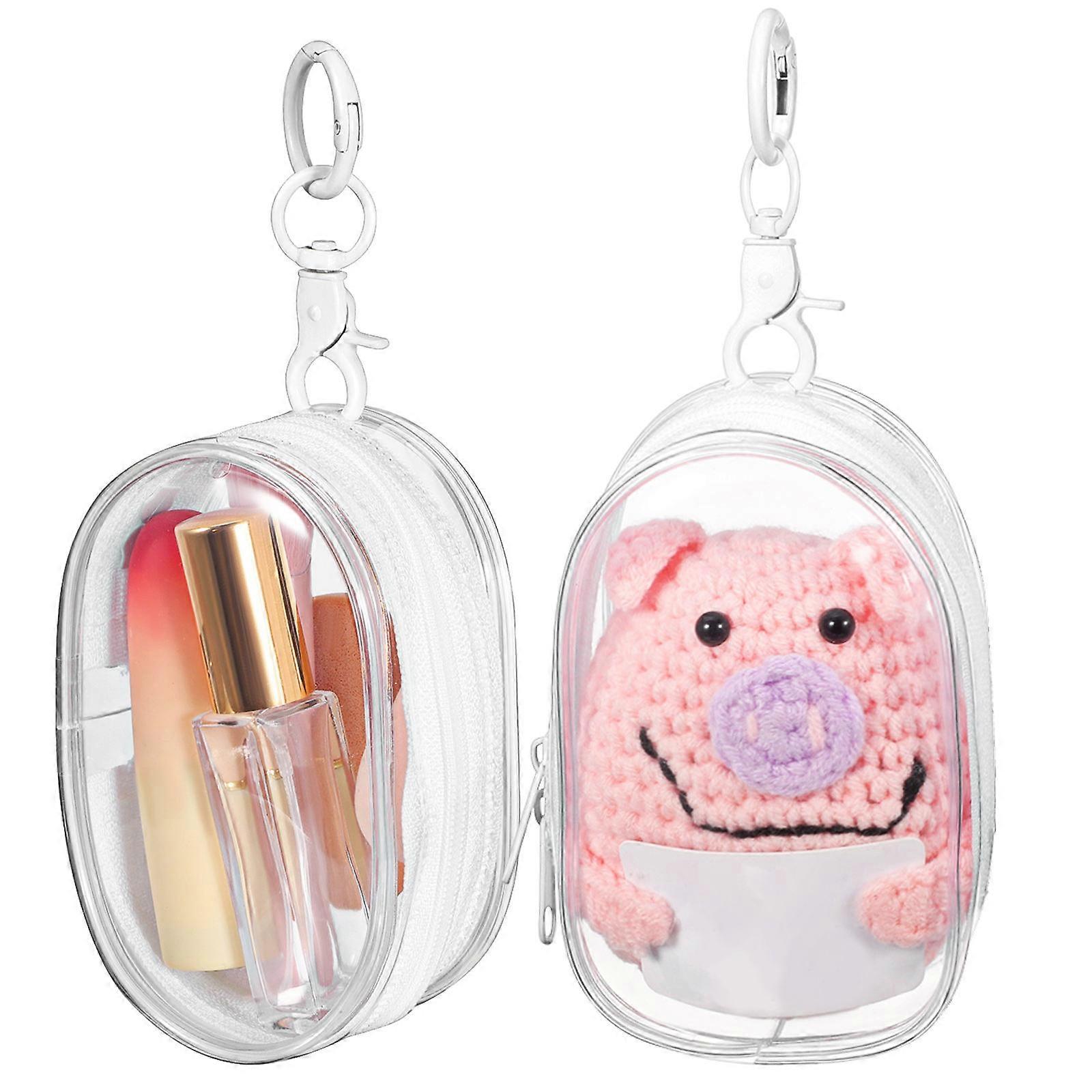 Clear Mini Keychain Bag for Storage 2Pcs Portable Zippered Display Case