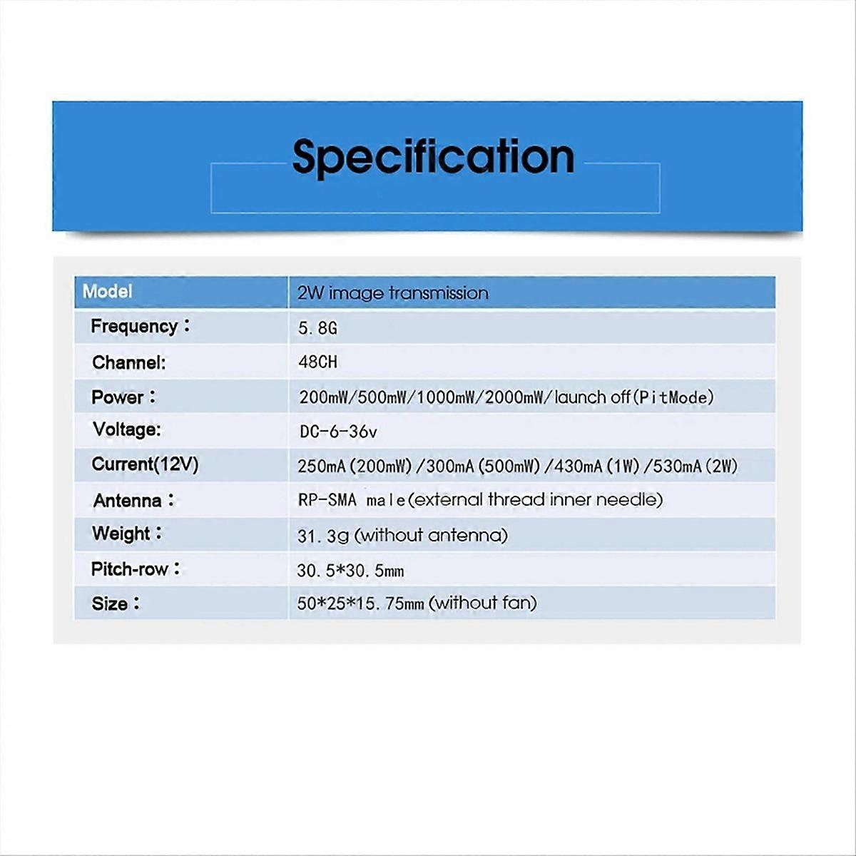 5.8G 48CH 2W FPV VTX+1500TVL Cam+FPV Antenna for FPV Long Range Drone