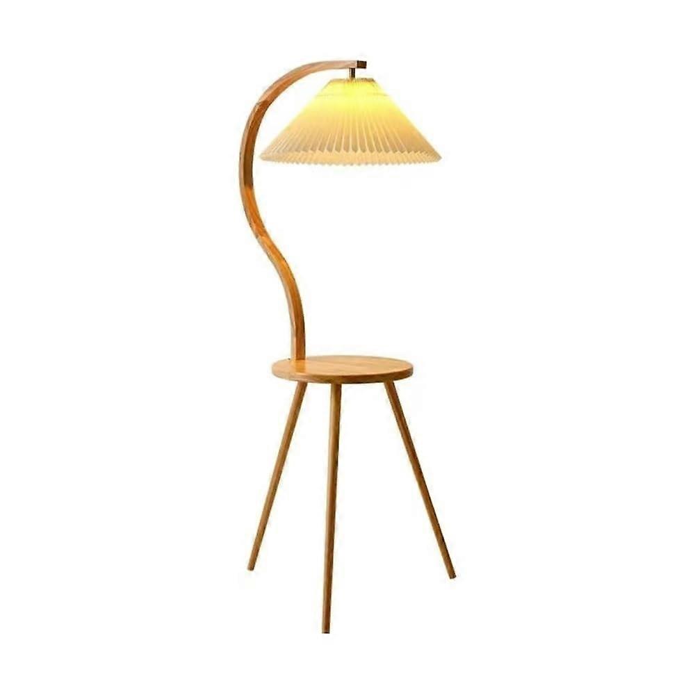 Modern Floor Lamp with Shelves and Side Table, Adjustable Brightness, SpaceSaving Design for Bedroom Living Room