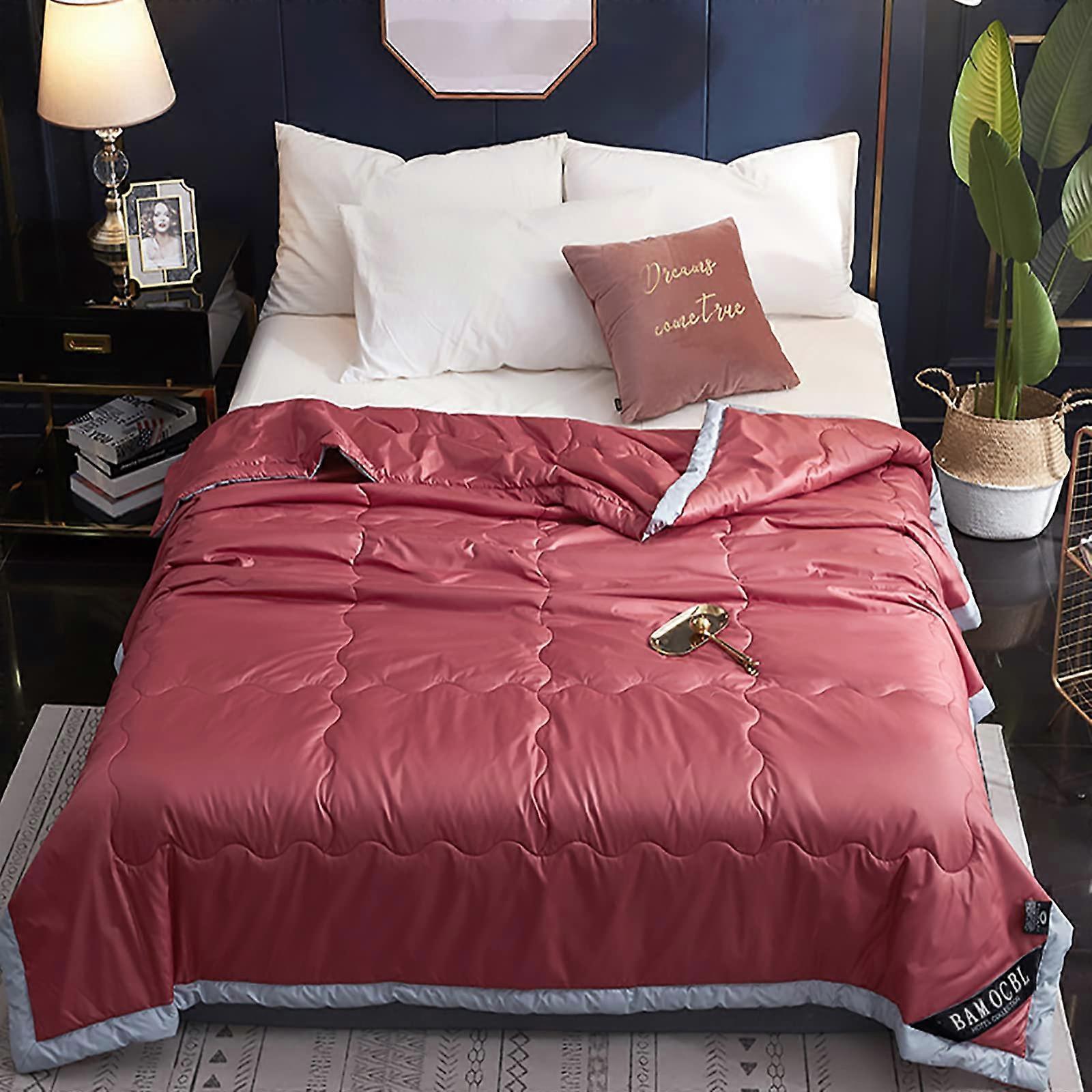 Cooling Blanket for Hot Sleepers with Cooling Fabric, Lightweight Summer Comforter for Adults and Kids, Red Wine 200x230cm