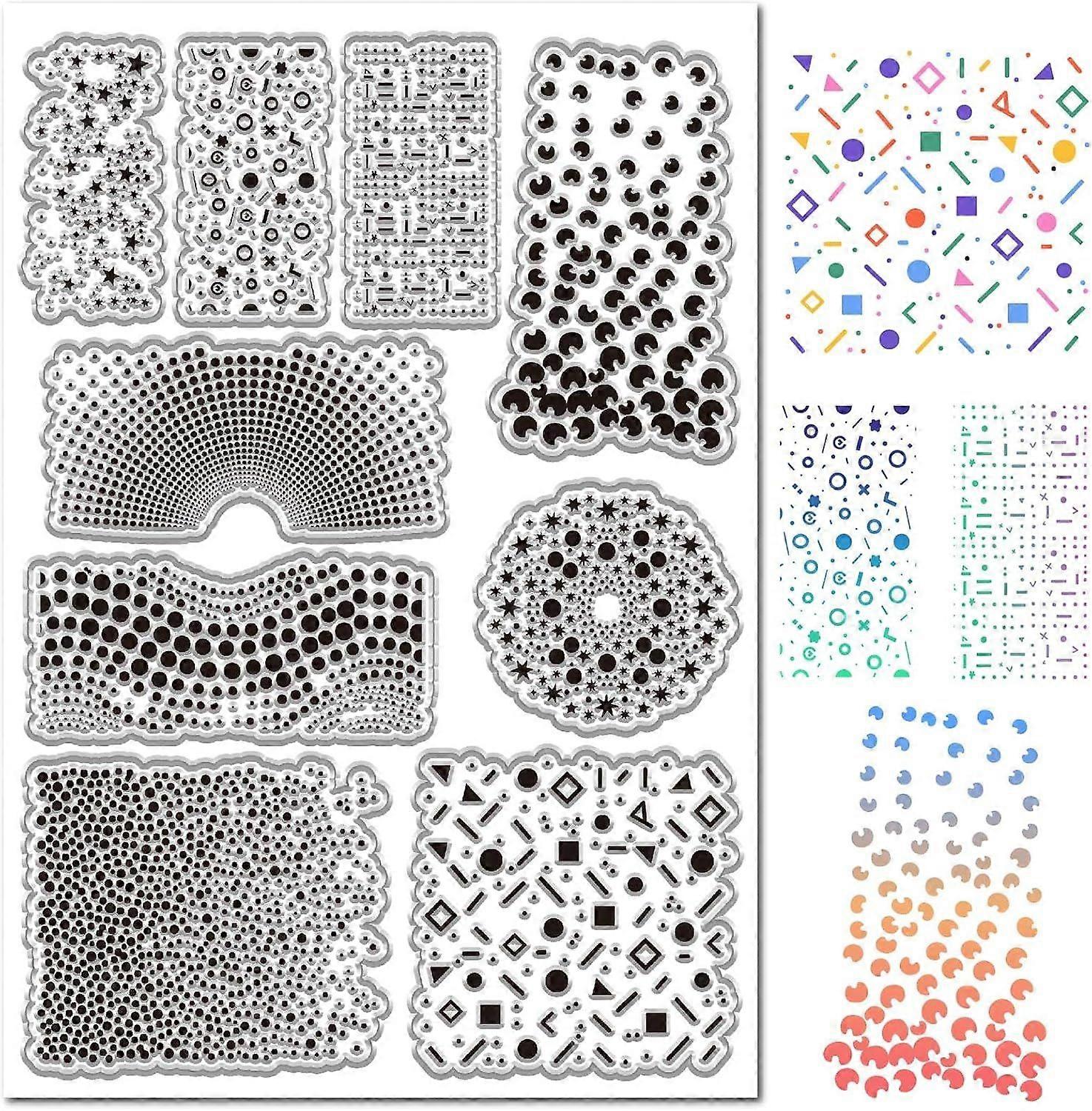 A5 Background Clear Stamps Multiple Dot Patterns Reusable Retro Transparent Rubber Stamps Sheets PVC Silicone Seals 8.3x5.8Inch for DIY Scrapbooking P