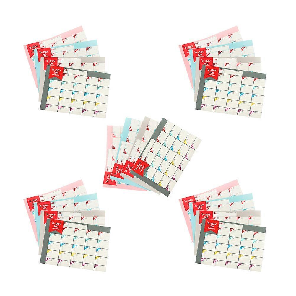 Habit Formation Calendar Daily Planning Rectangle Design Random Color 20 Sheets