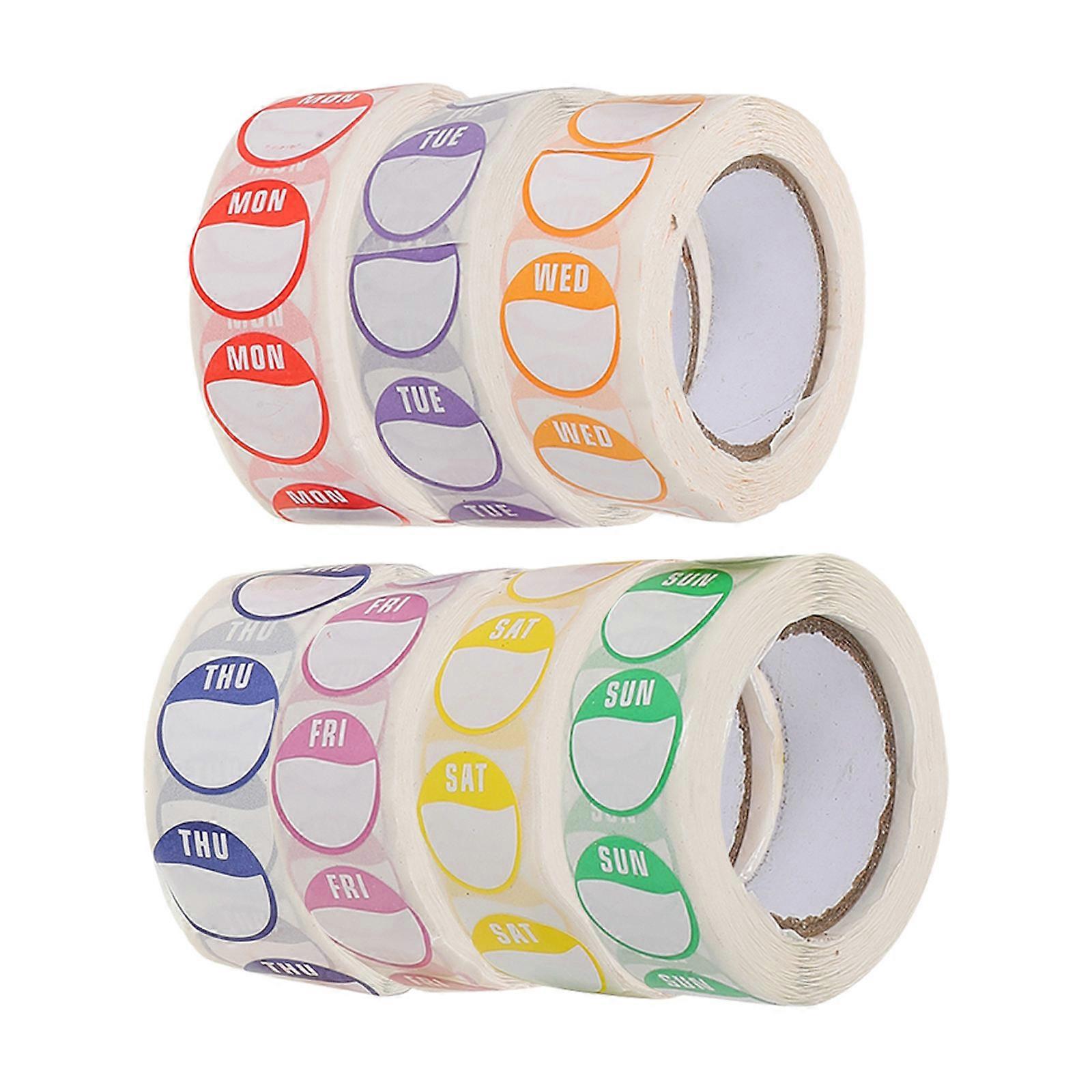 Day of Week Label Adhesive Stickers for Home Use 7 Rolls Round Pack