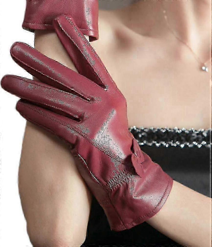 قفازات جلدية نسائية الشتاء دافئ حقيقي جلد الخراف مبطنة قفازات القيادة ل Y2