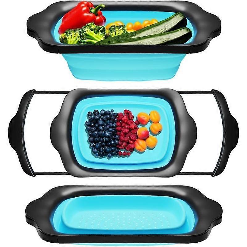 XL Large Kitchen Strainer by  - Collapsible  Over - The-Sink Colander with Extendable Handles - Use with Pasta, Fruit, Berries & Veggie - 6 