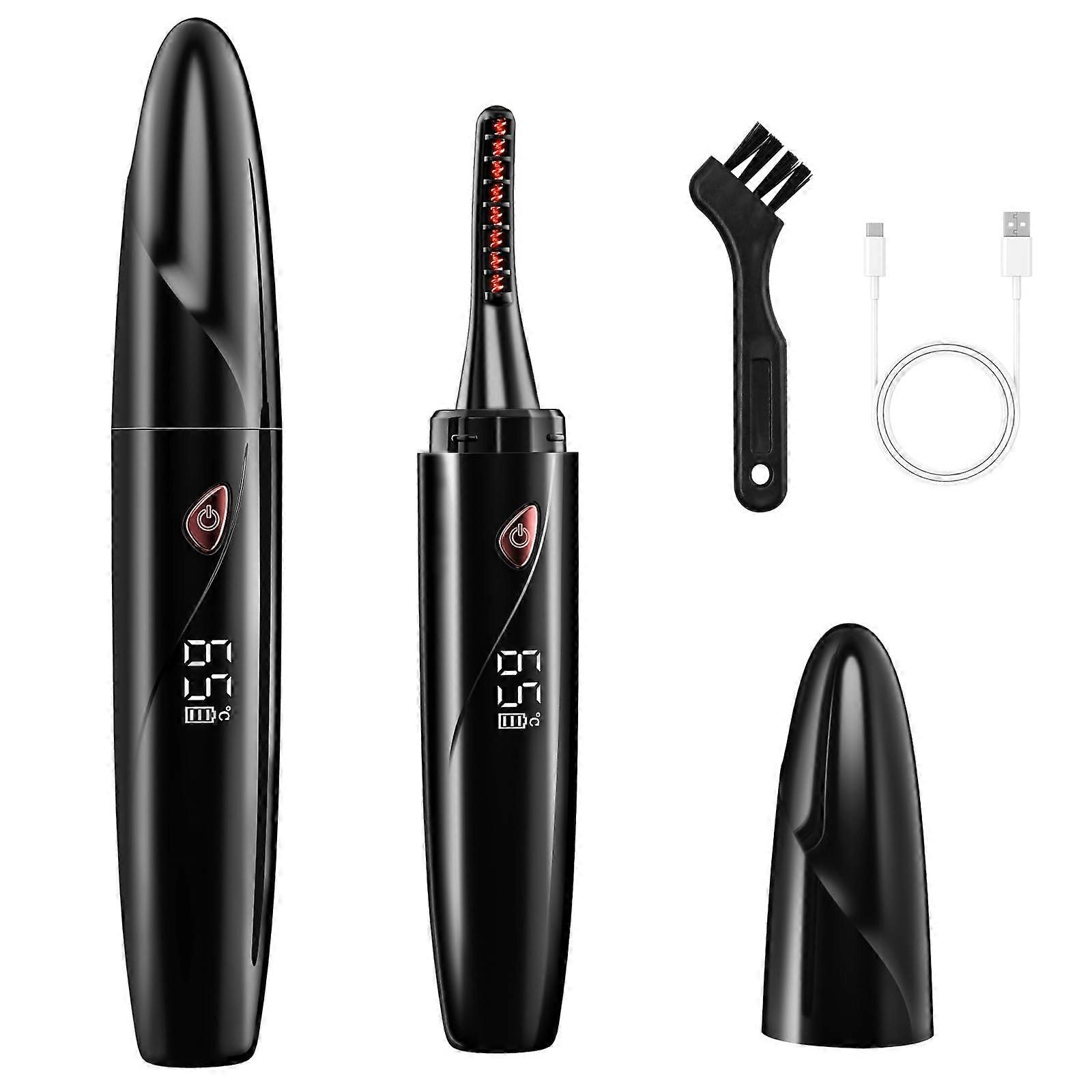 Heated Eyelash Curler with LED Display, 4 Heat Settings, USB Rechargeable, 24H Curl Retention