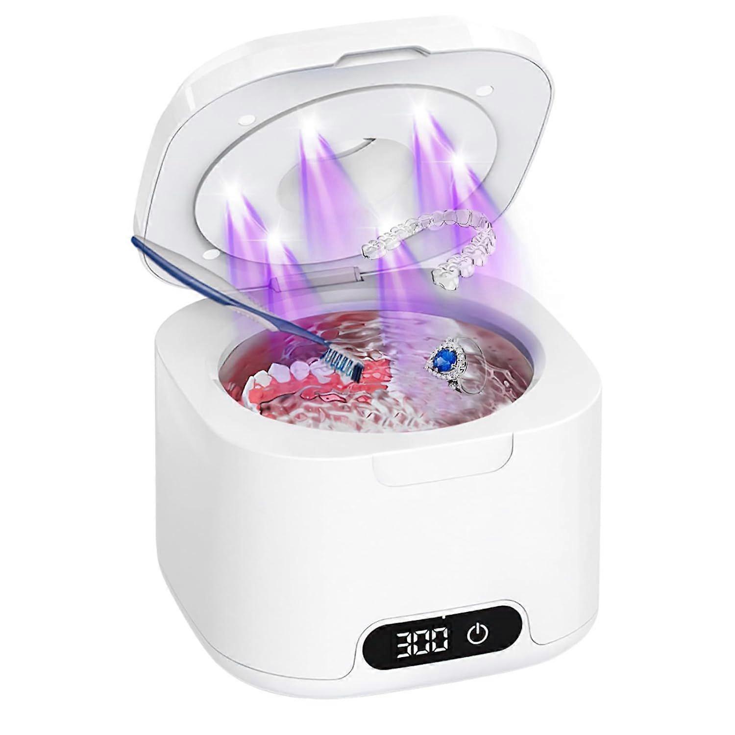 Ultrasonic Retainer Cleaner Machine, 4 Modes with Digital Timer & 340ML, Cleaning Pod for Denture, Mouth Guard, Aligner, Night Guard, Braces, Toothbru