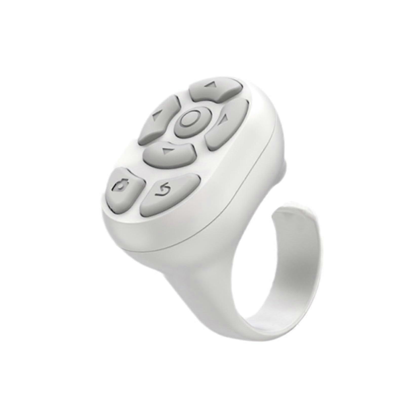 Wireless Bluetooth Ring Remote with Fingertip Control for Scrolling and Camera, White One Size