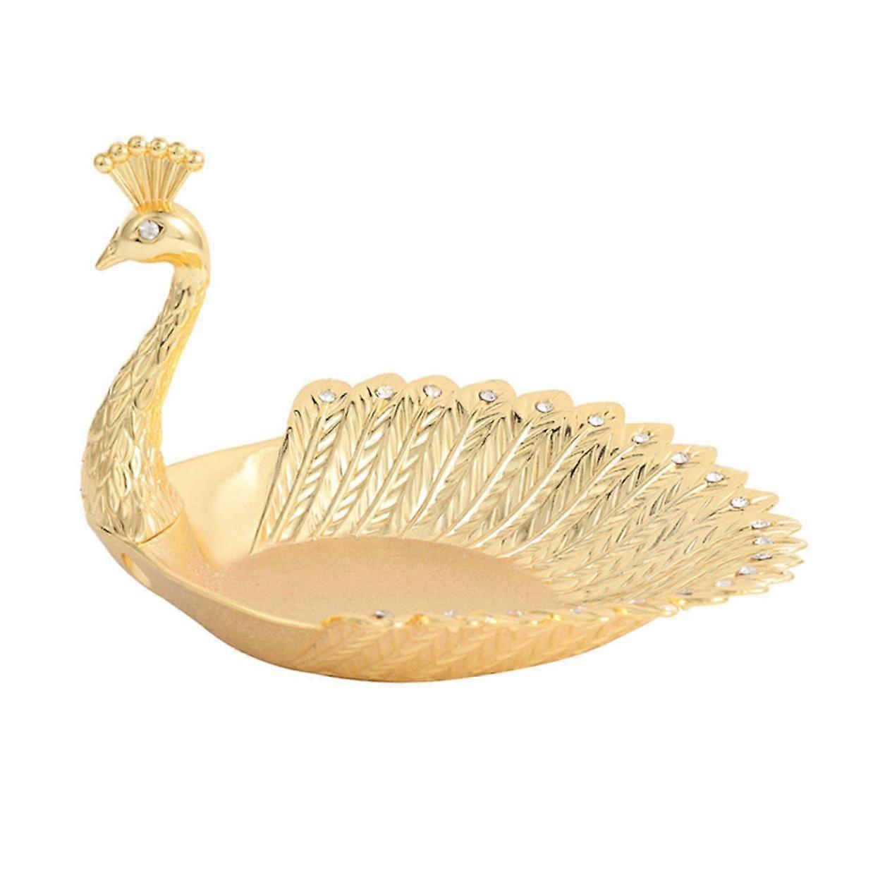 Peacock Fruit Tray with Elegant Golden Design, Gold Decorative Serving Plate for Snacks and Candy