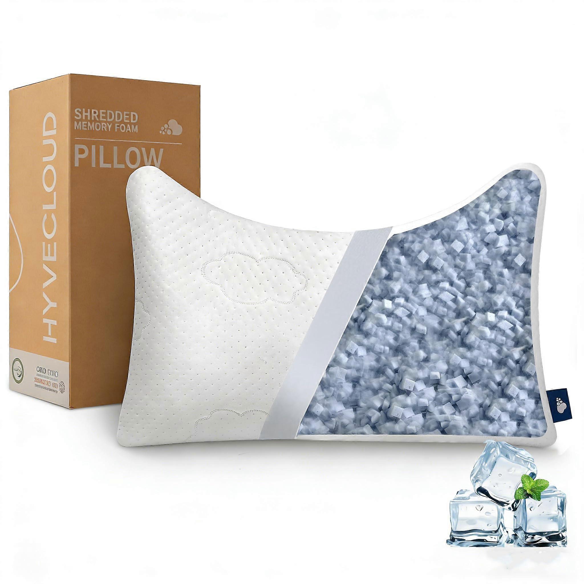 Shredded Memory Foam Pillow Queen Size for Neck Pain Relief with Adjustable Loft and Washable Cover