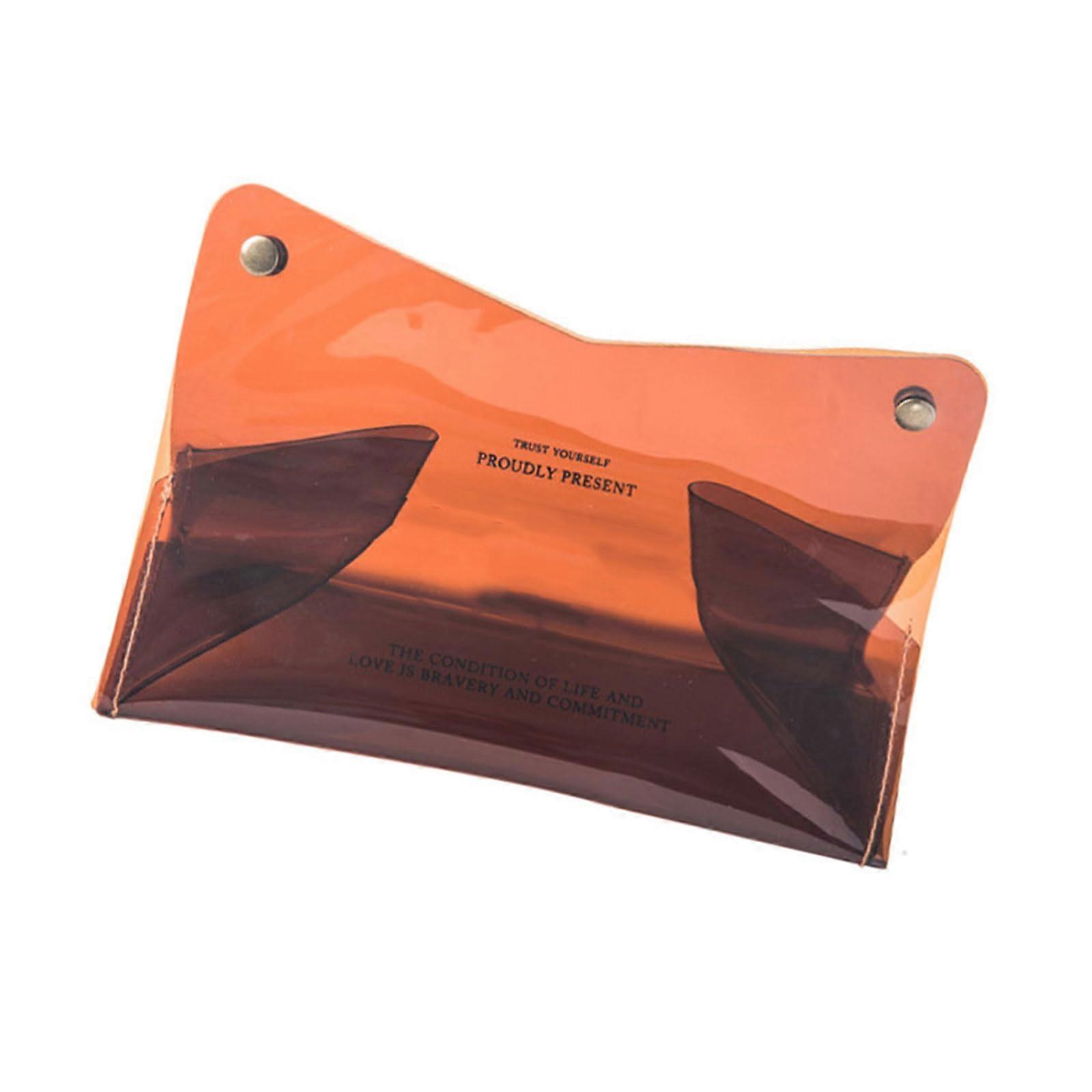 Sturdy PVC Tissue Box Holder with Clear View Design for Home and Office, Elegant Orange