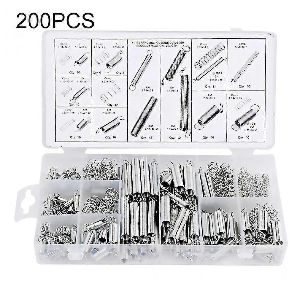 200pcs Aço Tension Bobina Molas Kit de Variedade Hardware Elétrico Com Caixa