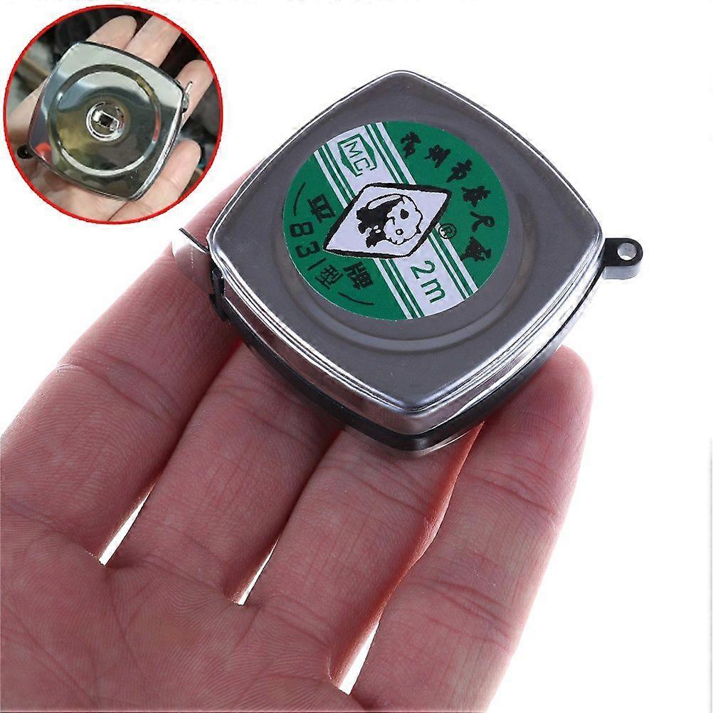 New Portable 2M Retractable Ruler Tape Mini Metal Pull Ruler Tape Measure tool