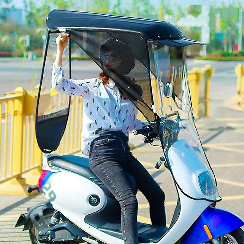 Waterproof Mobility Scooter Canopy with Sun Protection, Clear View and Reflective Strips, Black