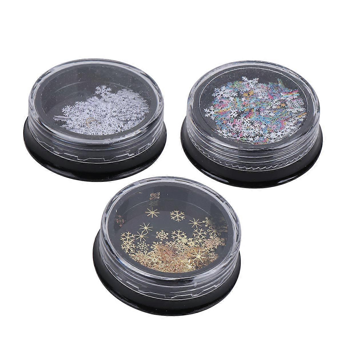 Assorted Color Snowflake Nail Sequins for Manicure DIY 3 Boxes Set