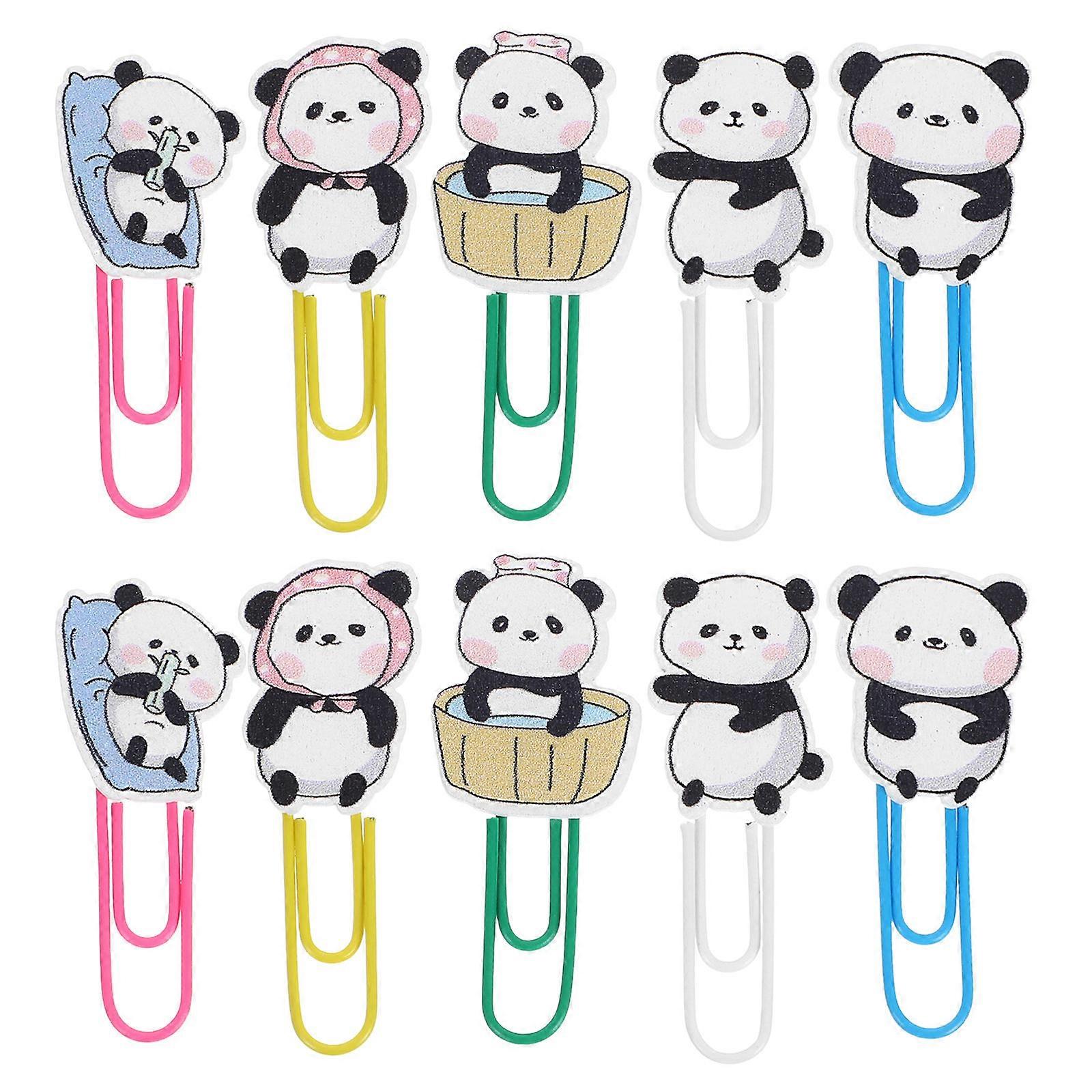 Cute Paper Clips Panda Paperclips for Document Clips 10Pcs Assorted Color