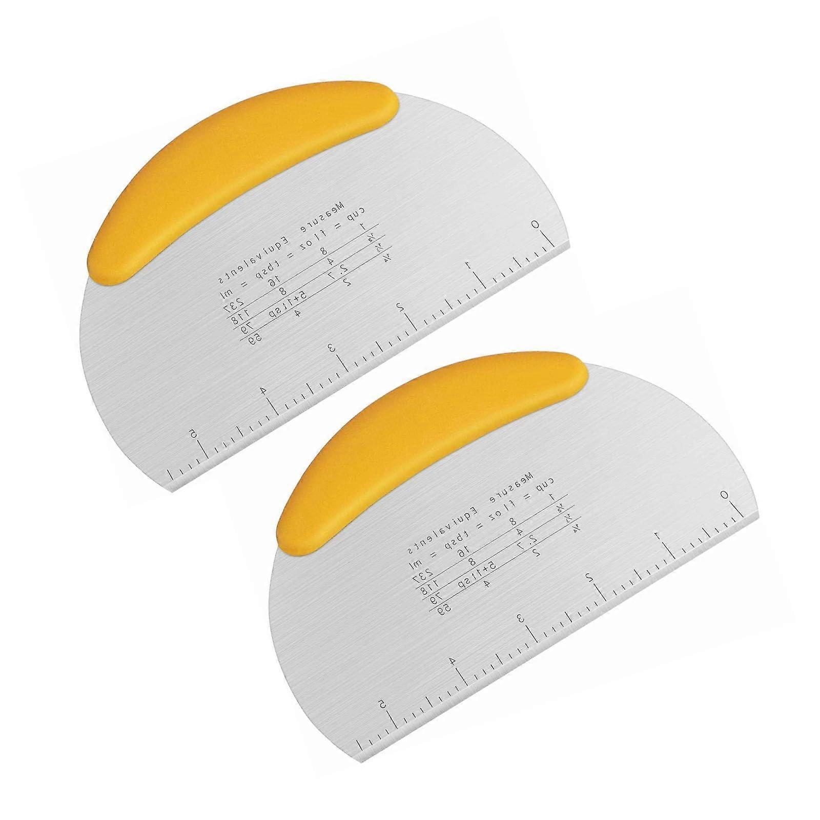 2PCS Stainless Steel Dough Scraper with Soft Grip TPR Handle 16cm for Baking and Cooking