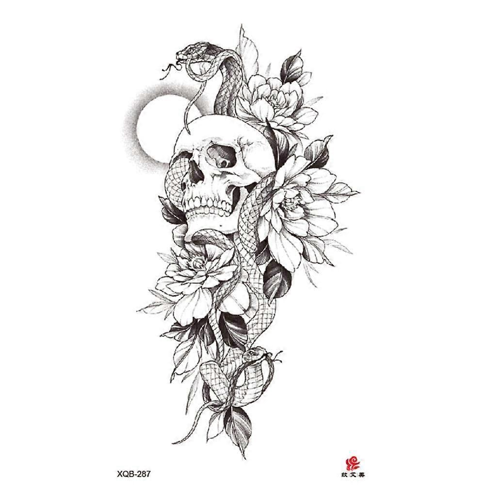 Waterproof Full Arm Temporary Tattoo Stickers with Symbol Totem Text, Easy Quick Application