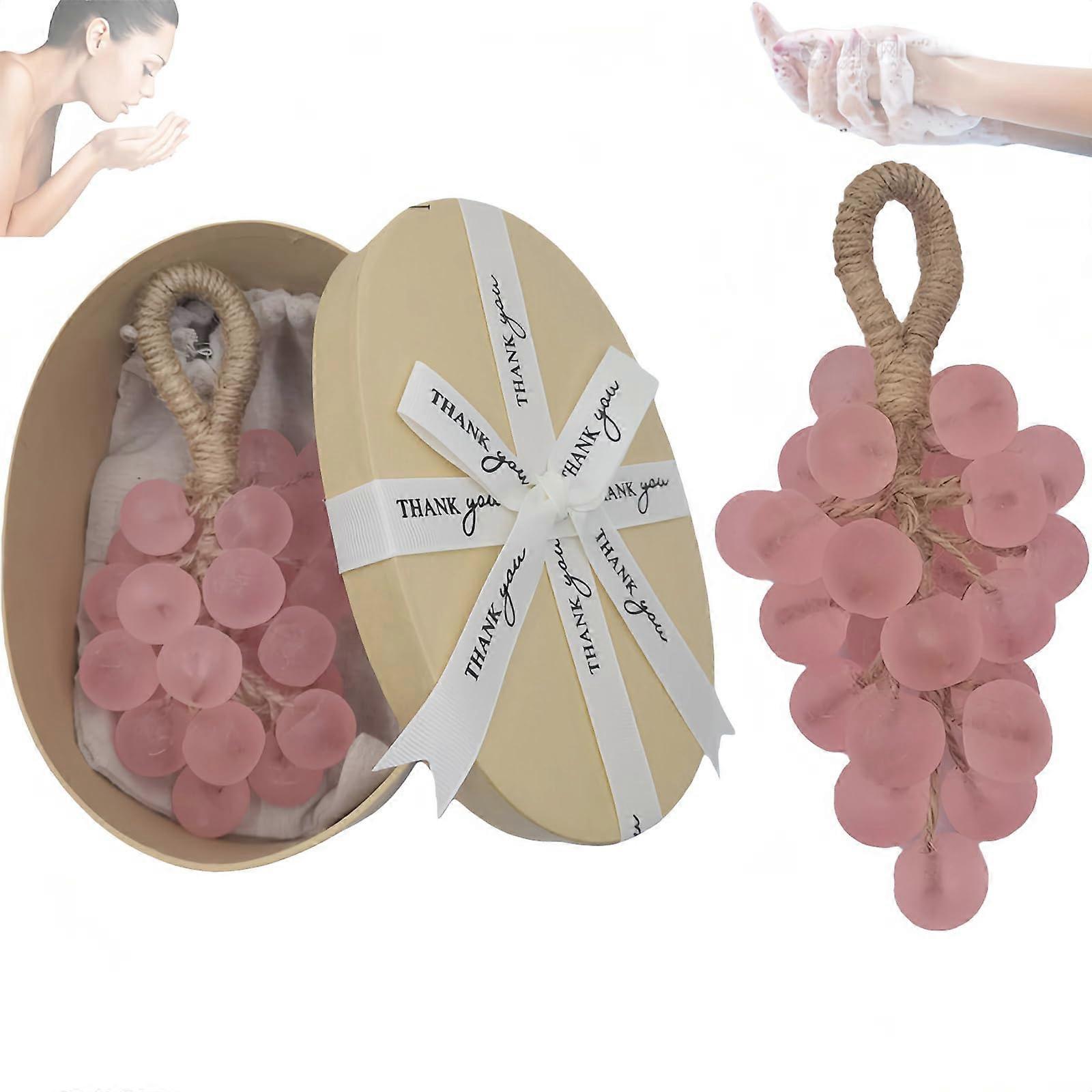 Handmade Grape Soap with Hanging Rope, Cold Process Papaya Scent, Decorative Gift Set for Bathroom