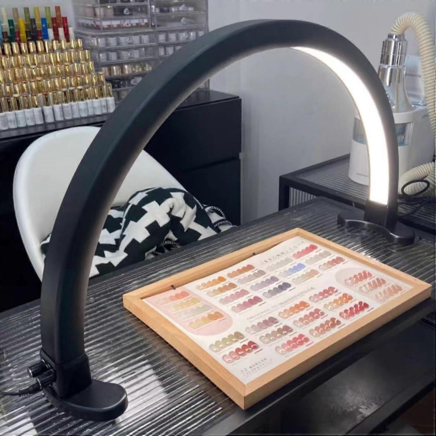 Nail Desk Lamp with Adjustable Brightness, Half Moon LED Design, 3 Color Modes, AntiSlip Base