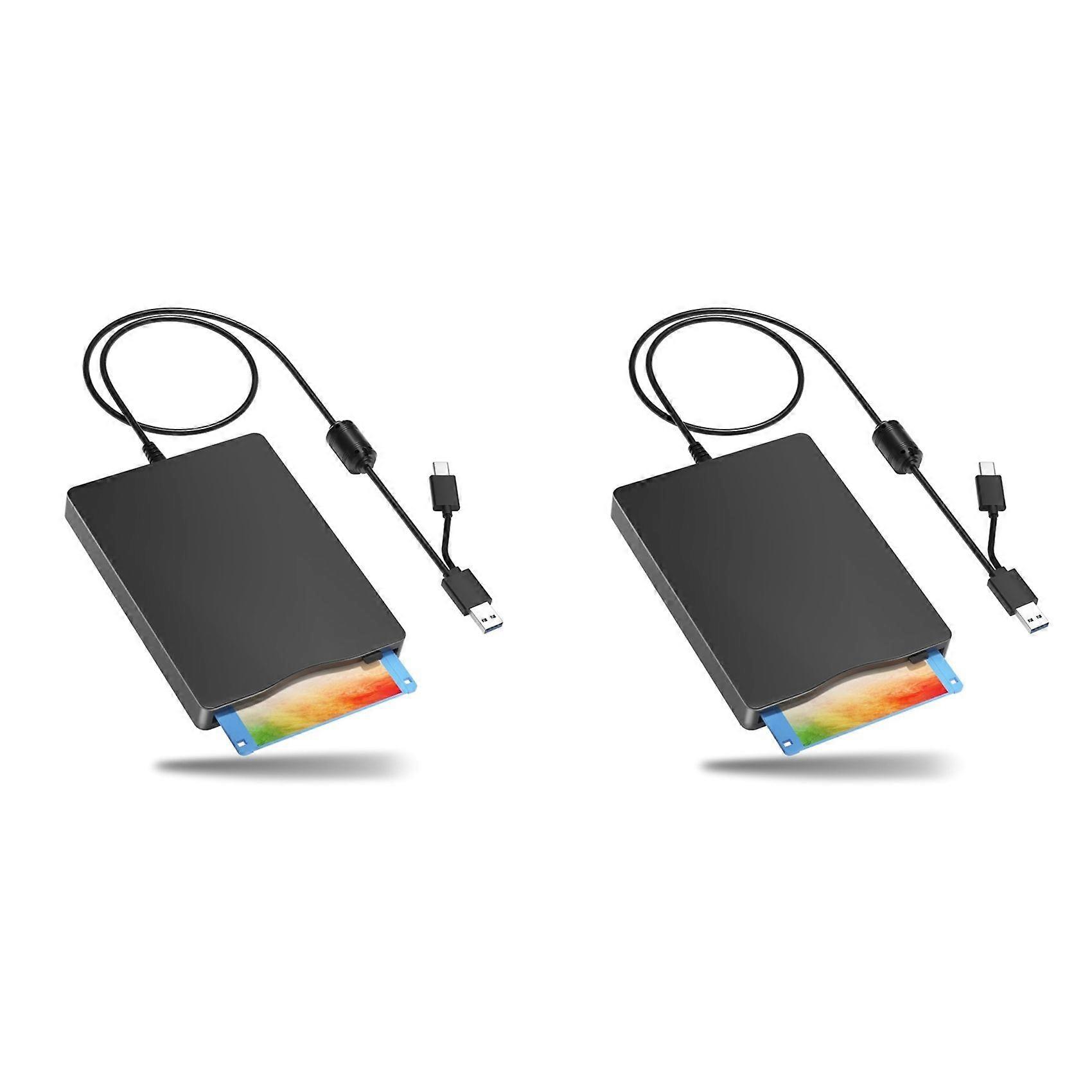 2X Floppy Disk Reader, 3.5 Inch External Floppy Disk Drive with USB Type-C, Portable FDD Floppy Disk Drive for Laptop PC