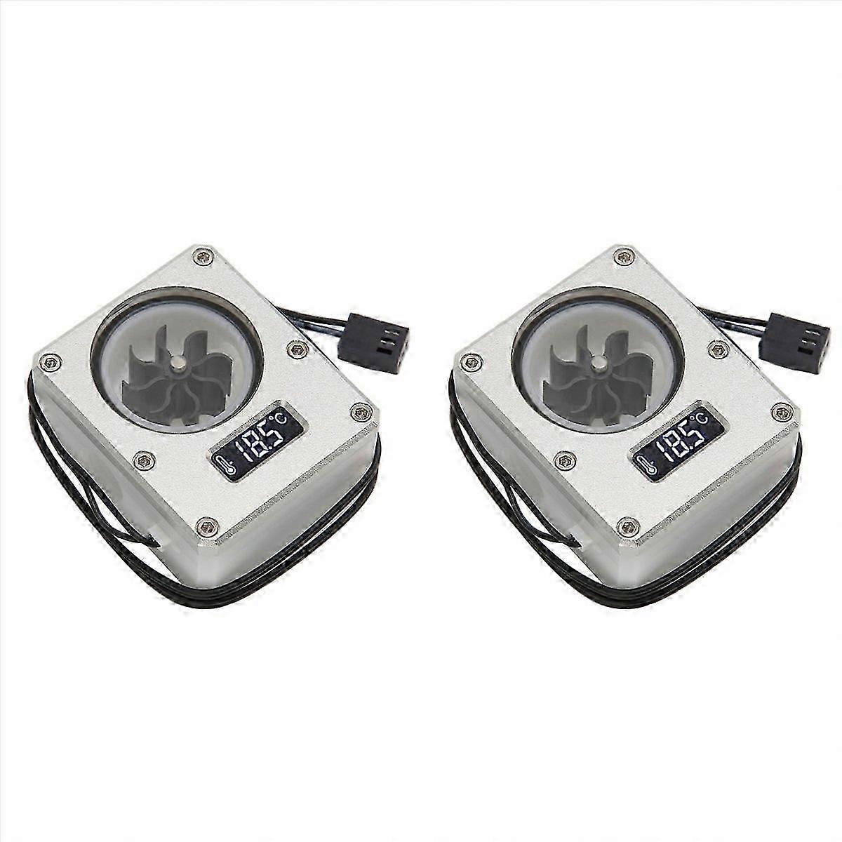 2X PC Water Cooling Flow Meter, 12V Small 3pin Interface, G1/4 Thread, Rustproof POM & Aluminum, LCD Display for Computer