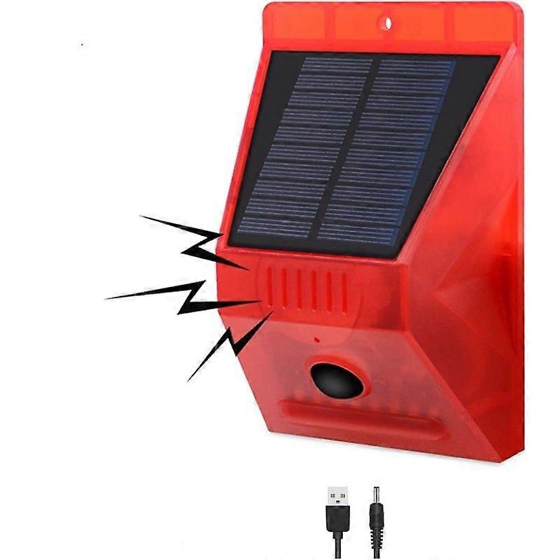 Solar Alarm Light with Remote Control - Infrared Motion Sensor, Anti-Theft Warning Flash Light for