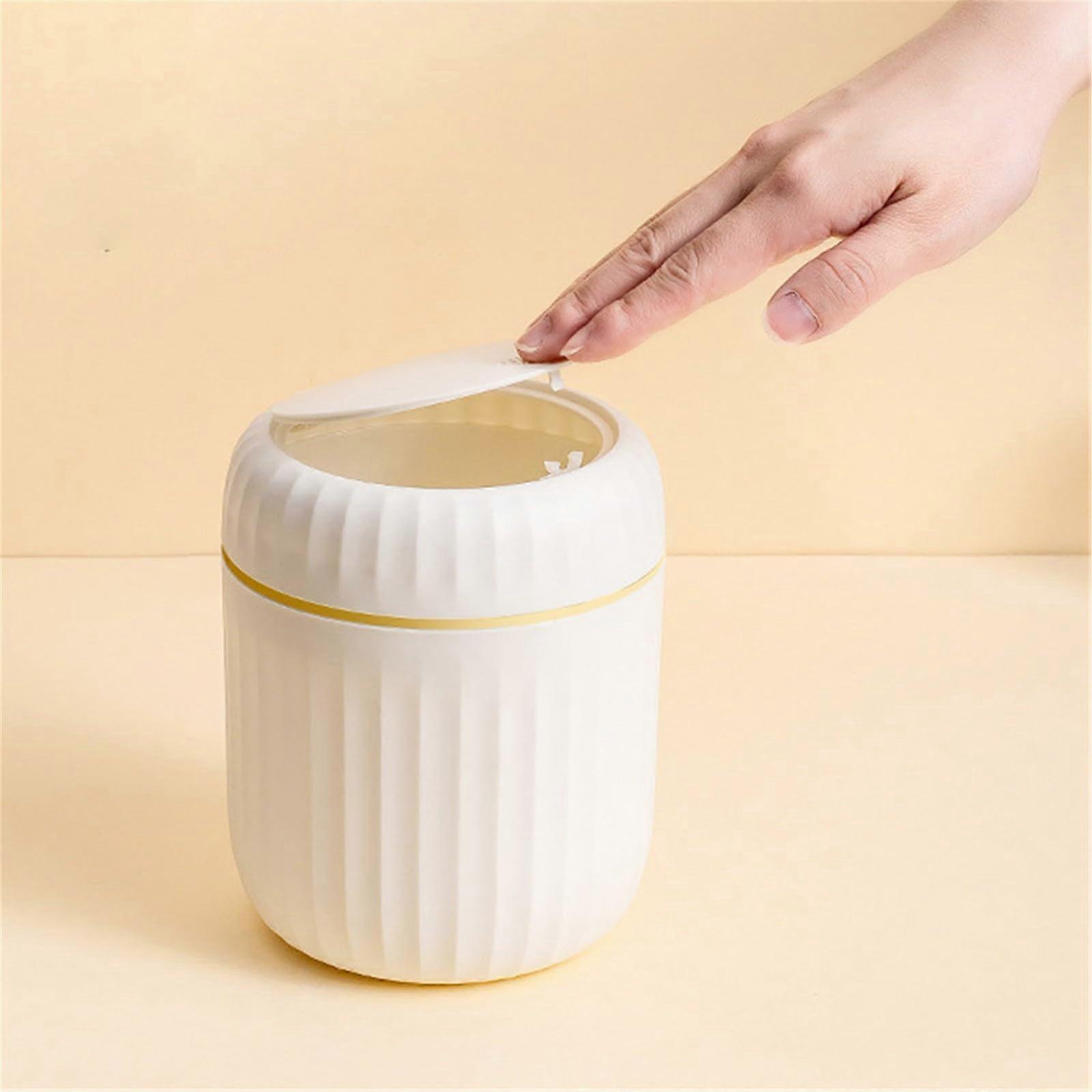 Desktop Trash Can with Lid, Small Garbage Bin for Kitchen Bathroom Bedroom, Pink One Size