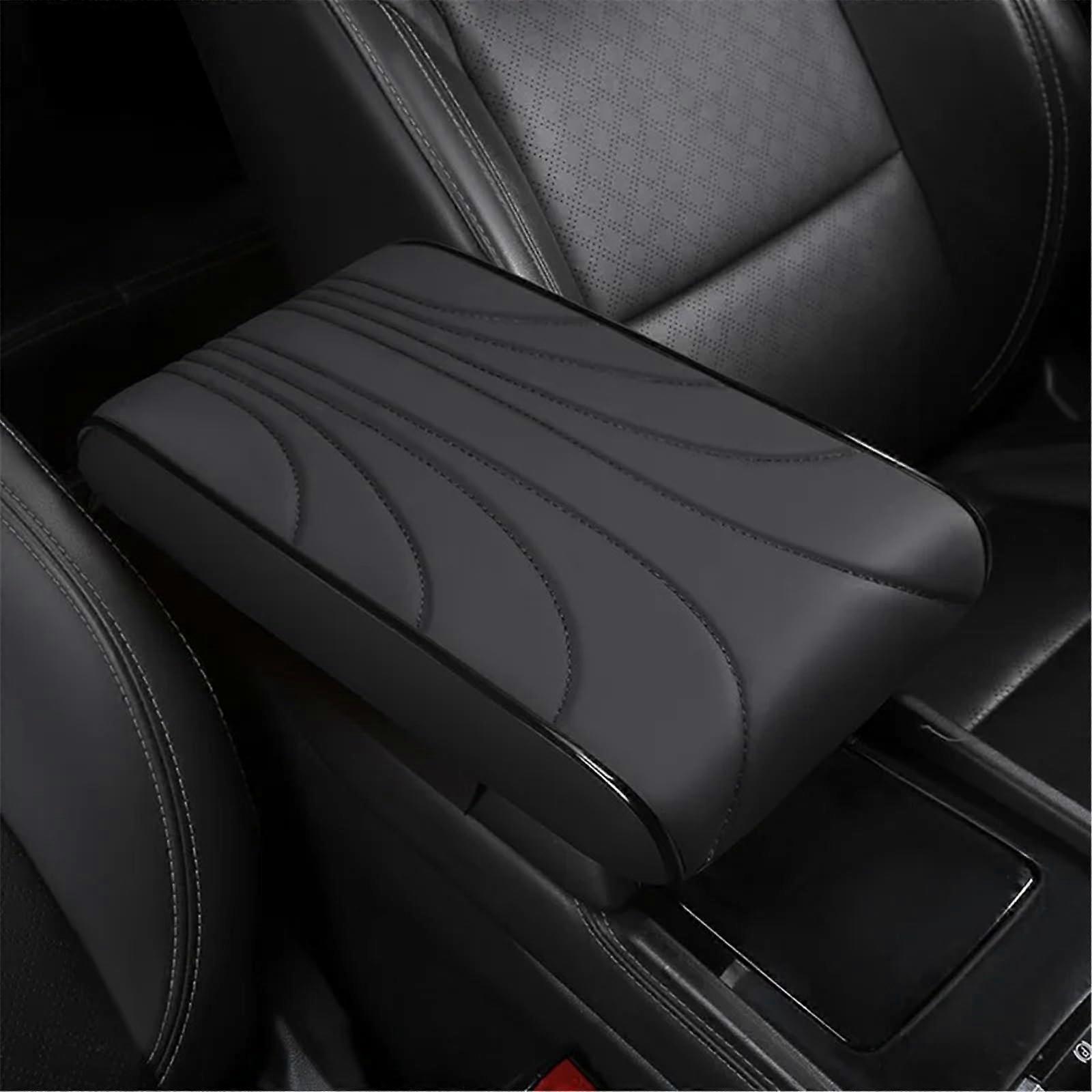 Universal Car Armrest Cushion Height Adjustable Waterproof Center Console Pad Black