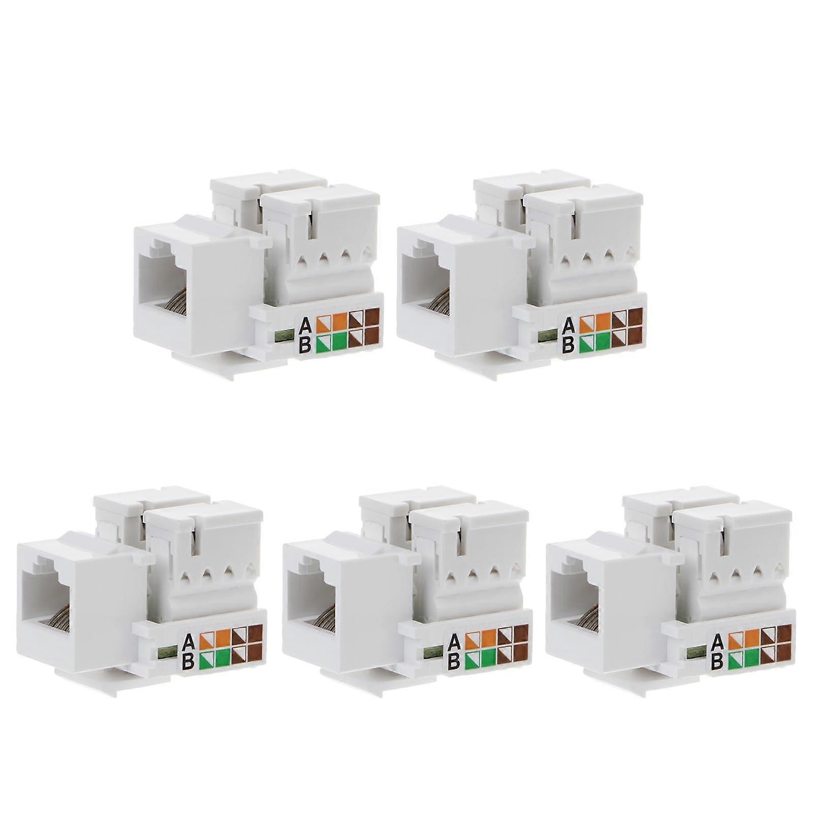 5Pcs CAT5E RJ45 Keystone Jack Easy Wire Termination Wall Plate Socket Connector Set