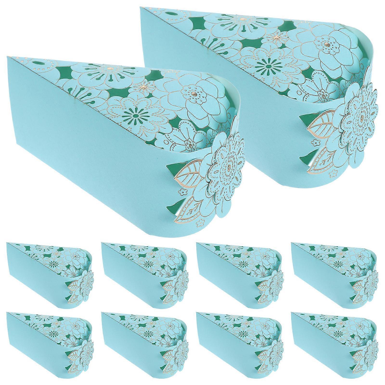 Triangle Cake Boxes Blue for Candy Storage 10Pcs Creative Cake Packaging Cases