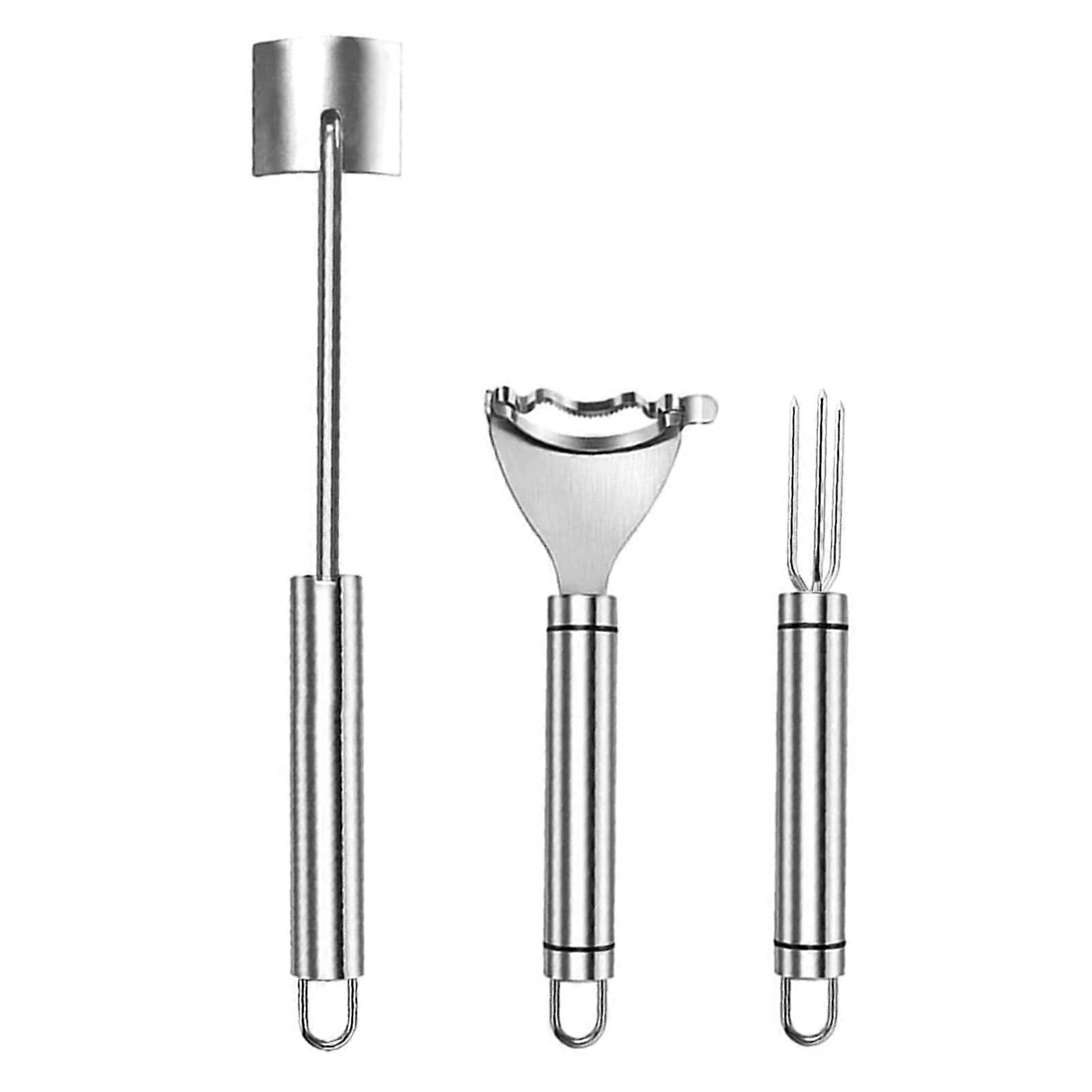 Stainless Steel Corn Peeler Tool Set with Serrated Blade for Quick Kernel Removal and Ergonomic Grip