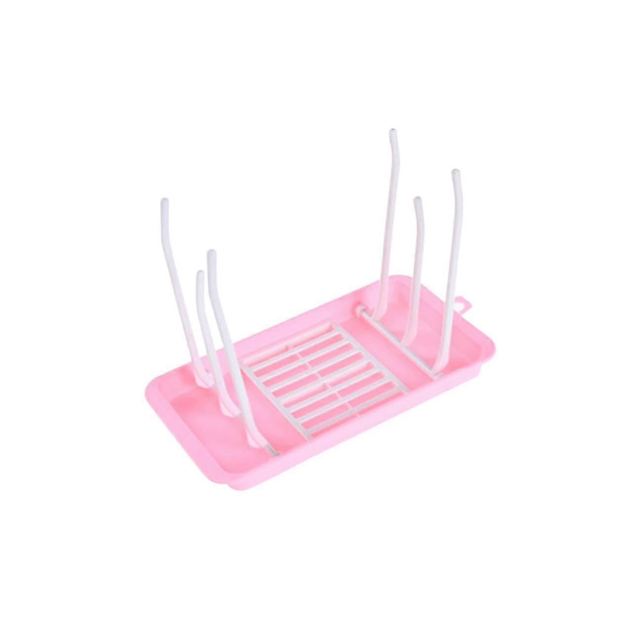 Foldable Baby Bottle Drying Rack with Vertical MultiHeight Design and BuiltIn Drain Tray Pink