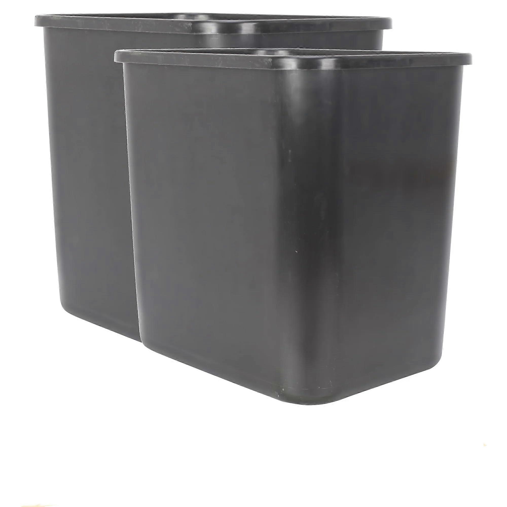 3 Gallon Trash Can Wastebasket with Open , Durable Plastic for Bathroom, Kitchen, Office, Black 2Pack