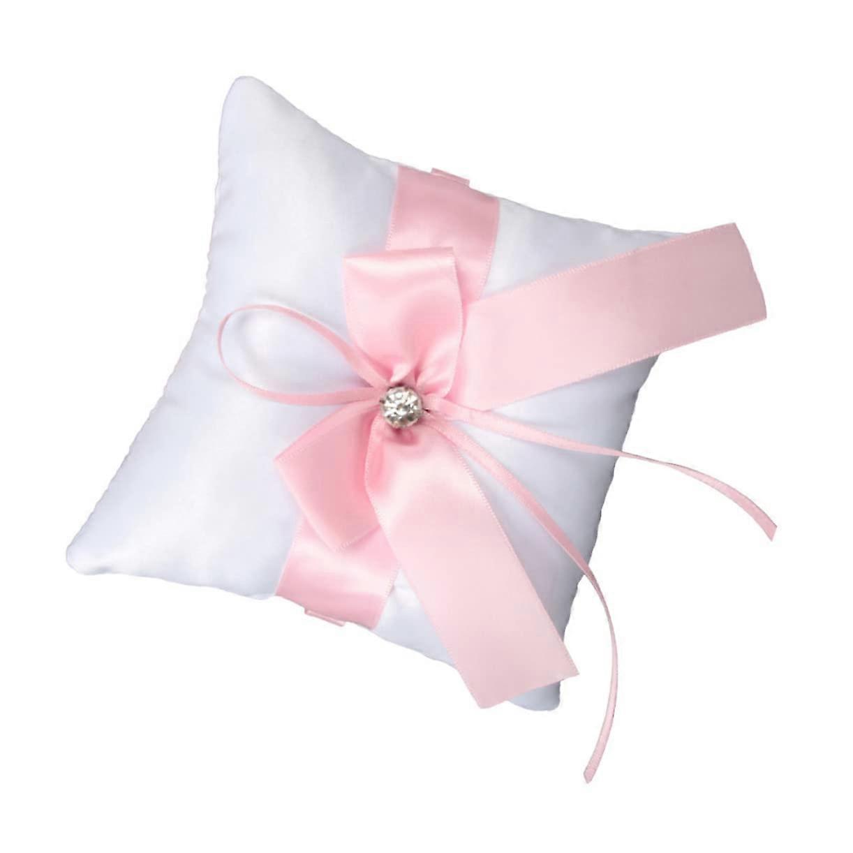 Elegant Wedding Ring Pillow 14x14cm Square Cushion for Ceremony Bride Soft Secure Display