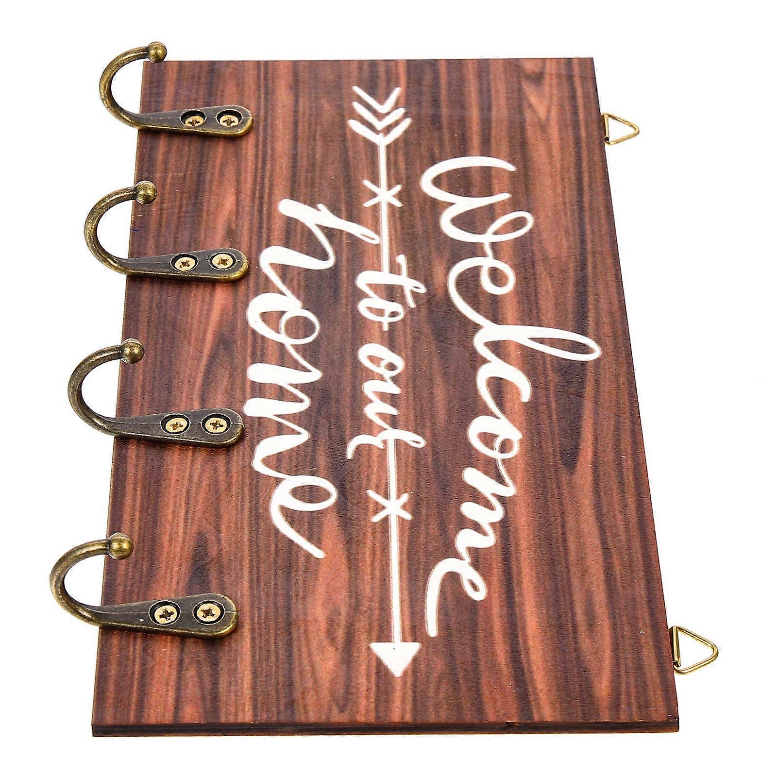 Towel Holder Wall Mounted Rack Wooden Storage Hook 4Pcs