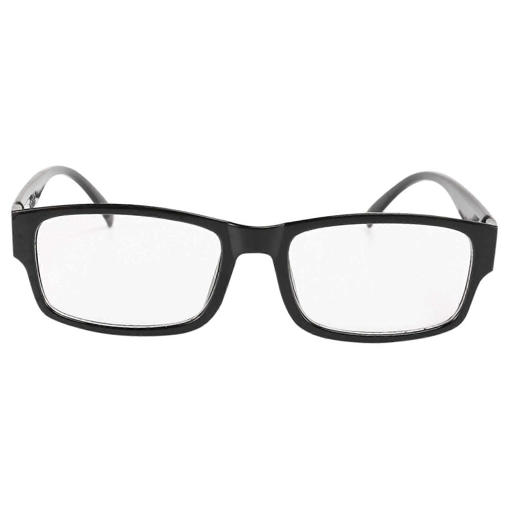 Black Rectangle Plastic Frame Clear Lens Glasses