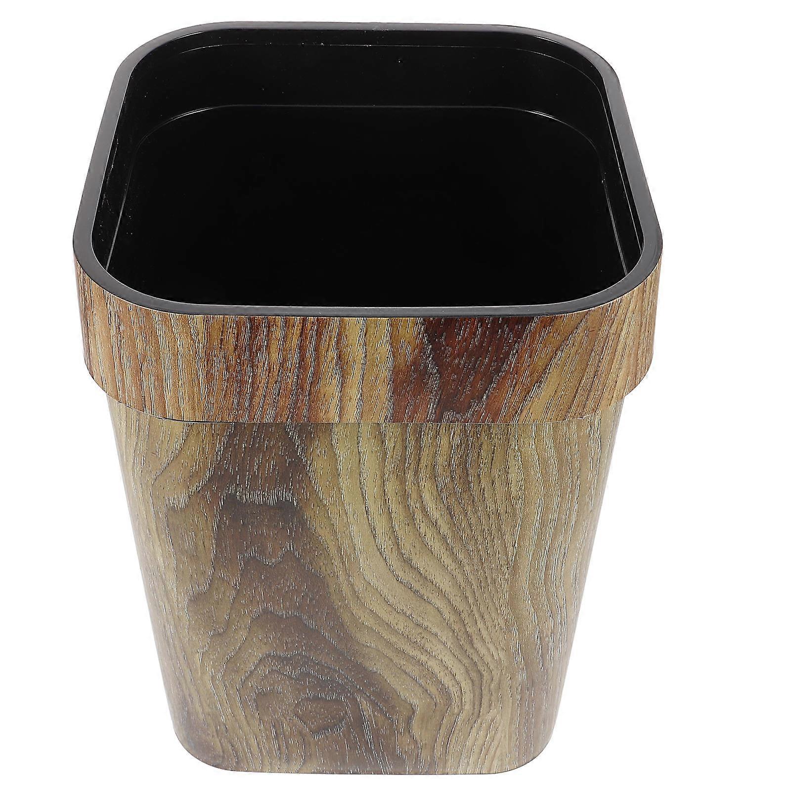 Creative Trash Can with Simulated Solid Wood Surface for Home Use 1Pcs